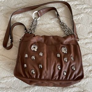 Tous Leather Studded Chocolate Brown Handbag